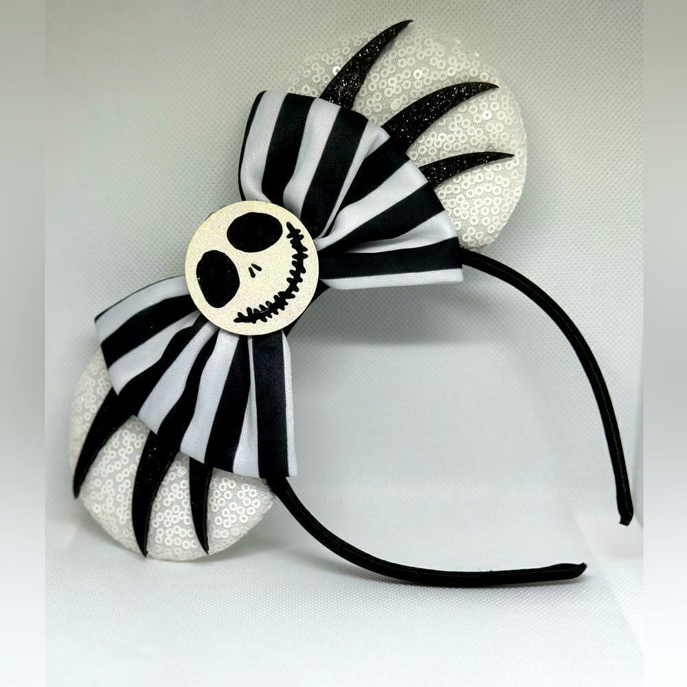 The Nightmare Before Christmas Boogie Bash Disney Ears Black & White Sequin